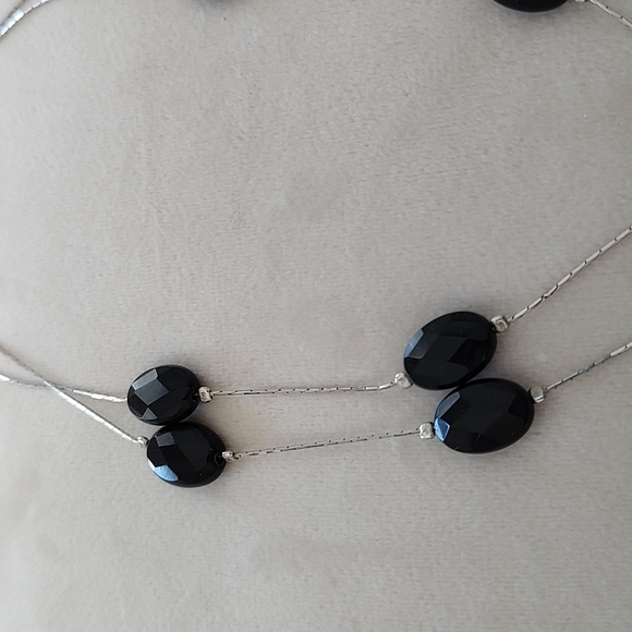 💎 GENUINE Faceted BLACK ONYX & Sterling Silver Necklace - 2 necklaces 💎 - Picture 7 of 7